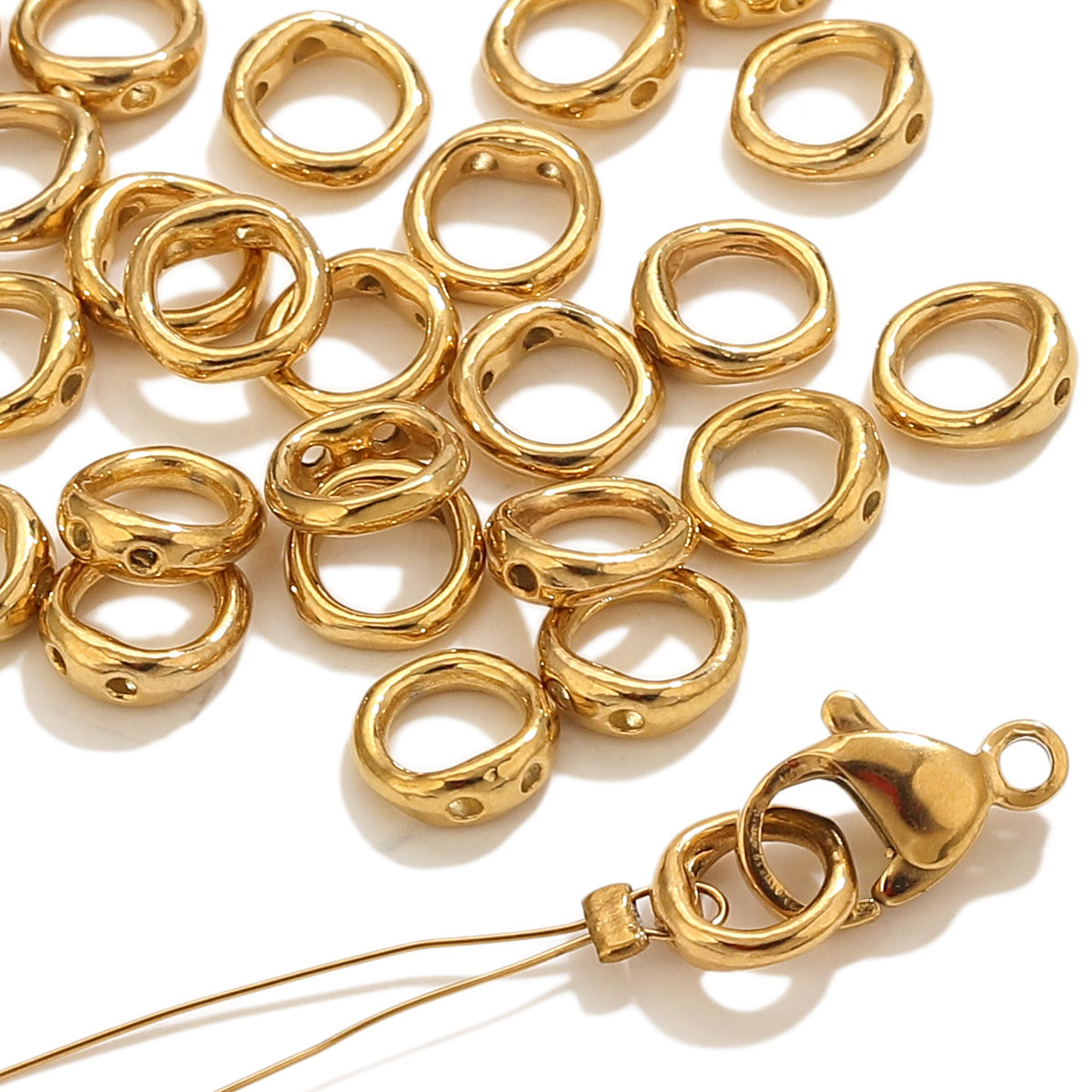 Jewelry Making With Beads - 20個入り ステンレス製クラスプ エンドコネクター フック ビーズ用品 DIY