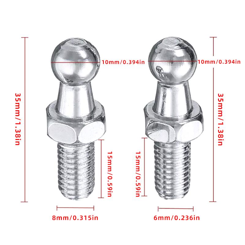 Eyepin Ball End - 2個入り M6 M8 ユニバーサルカー 10mm ボールシルバー