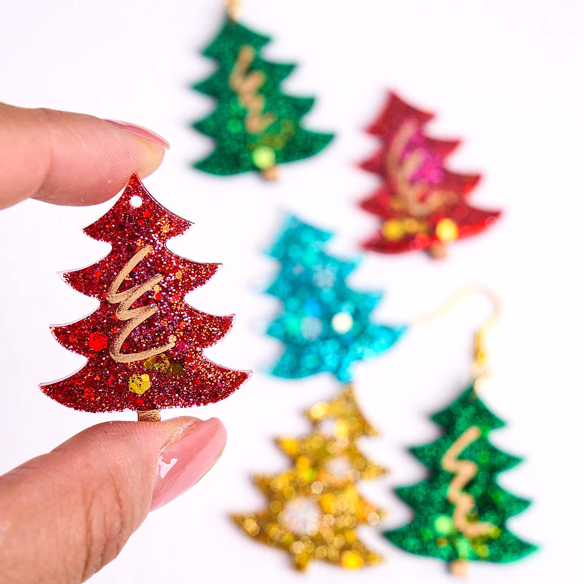 Resin Mold Jewelry - 3Dクリスマスツリーペンダントシリコンモールド DIY手作りUVエポキシ樹脂キーホルダーイヤリングジュエリークラフト鋳型ホームデコレーション