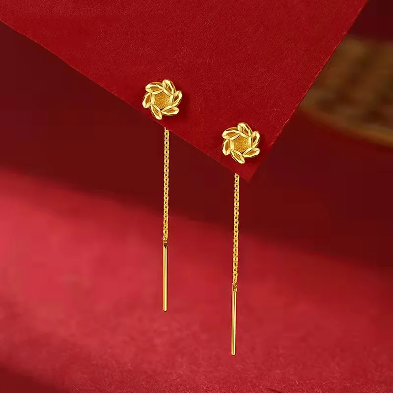 Jewelry Making Gold Wire - 女性用クローバーイヤリング,ゴールドカラー,金メッキ,ブライダルジュエリー,ドロップピアス,結婚式,婚約,クリスマスプレゼント