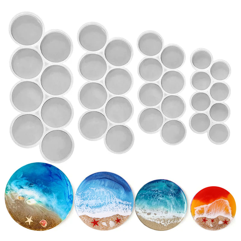 Resin Mold Jewelry - 1.25～2インチの丸型シリコンモールド、樹脂ジュエリー、ペンダント、キーホルダー、ペットタグ、DIYクラフト、エポキシジュエリー鋳造用