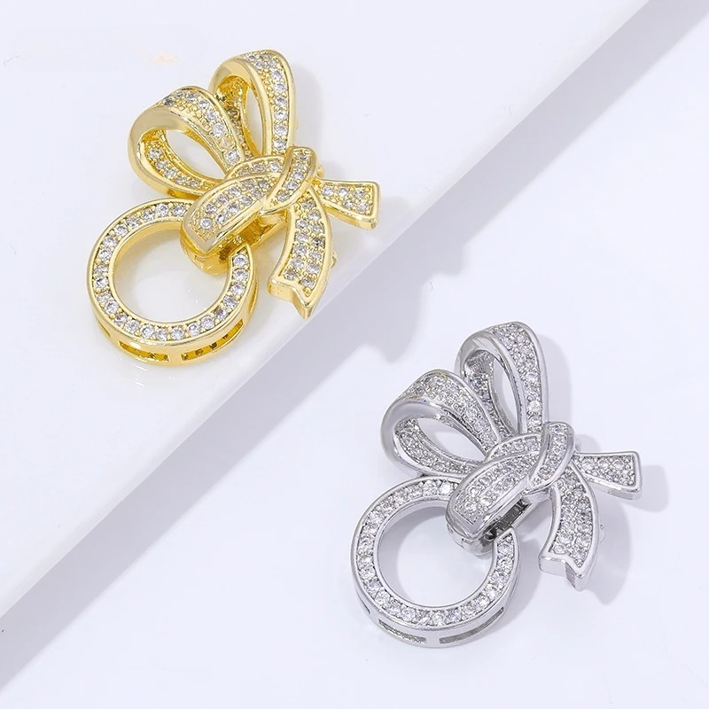 Jewelry Making Kit For Beginners - 18K ゴールドメッキパールクラスプコネクタ象嵌ジルコン 3 リングバタフライジュエリーロッククラスプブレスレット DIY ジュエリーフィッティング用