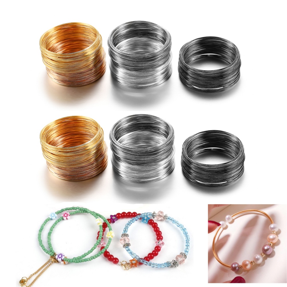 Jewelry Making Gold Wire - 100 ループ/ロット 0.6 ミリメートルシルバーゴールドブロンズメモリービーズ鋼線 DIY ジュエリー作成所見アクセサリー用品ブレスレット
