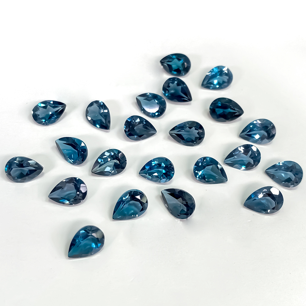 Jewelry Making In London - 20個 本物の天然石 梨型 3x5mm-5x7mm ファセットカット ロンドンブルートパーズ