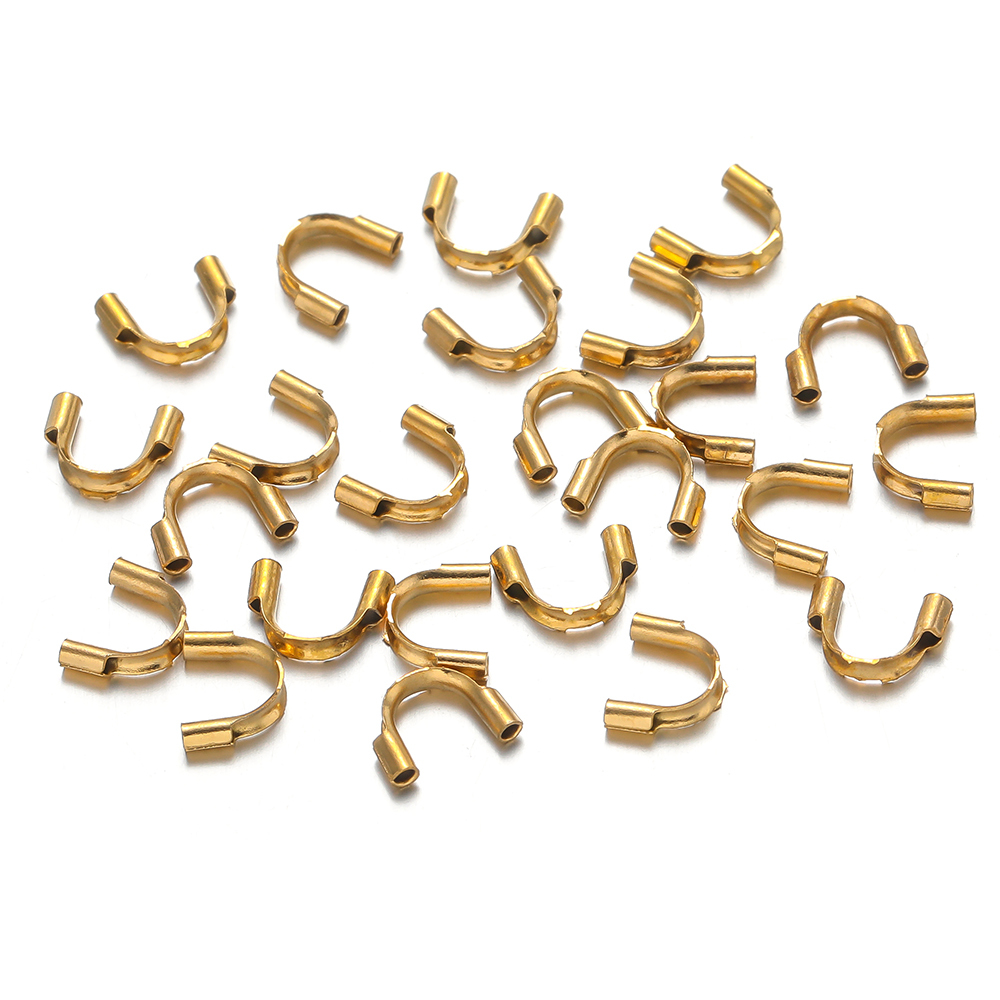 Jewelry Making Gold Wire - 50 個ゴールドメッキステンレス鋼 U 字型接続バックルワイヤープロテクターネックレスイヤリング作成 DIY ジュエリー用品