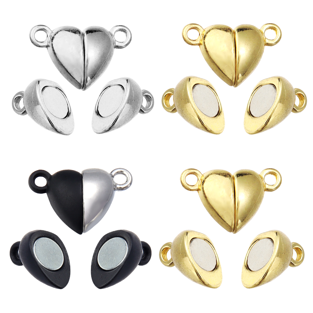 Jewelry Making Pins - 5 ピース/ロット合金ラブハート型磁気クラスプネックレスブレスレット用マグネットエンドクラスプコネクタ DIY ジュエリー作成用品