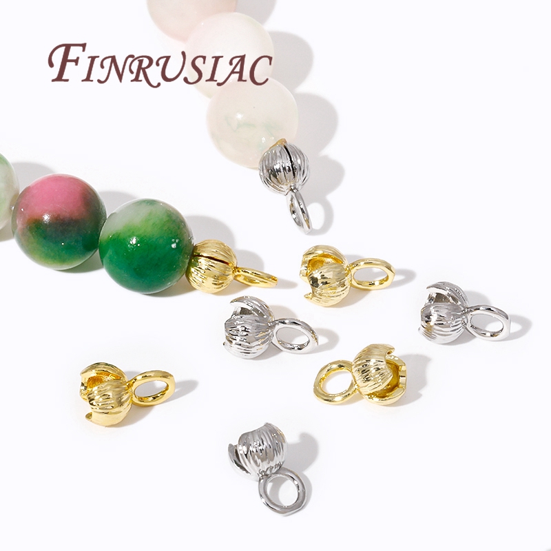 Eyepin Ball End - 18K ゴールドメッキコードエンドクラムシェルビーズチップボールチェーンコネクタ、DIY ブレスレット/ネックレス継手、ジュエリー用圧着エンドキャップ