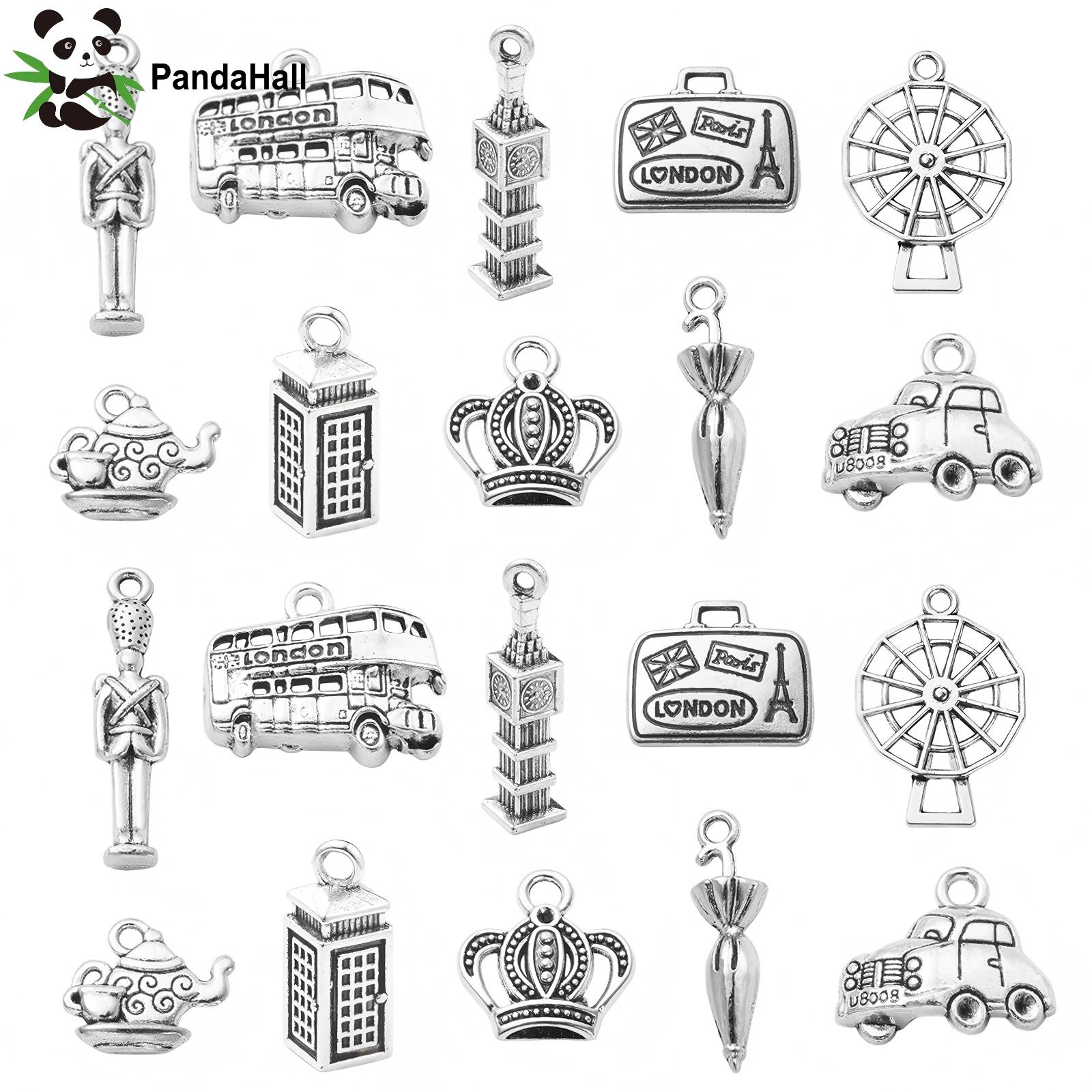 Jewelry Making In London - PandaHall 100個入り 10種類 ロンドンテーマチャーム アンティークシルバー ビッグベン