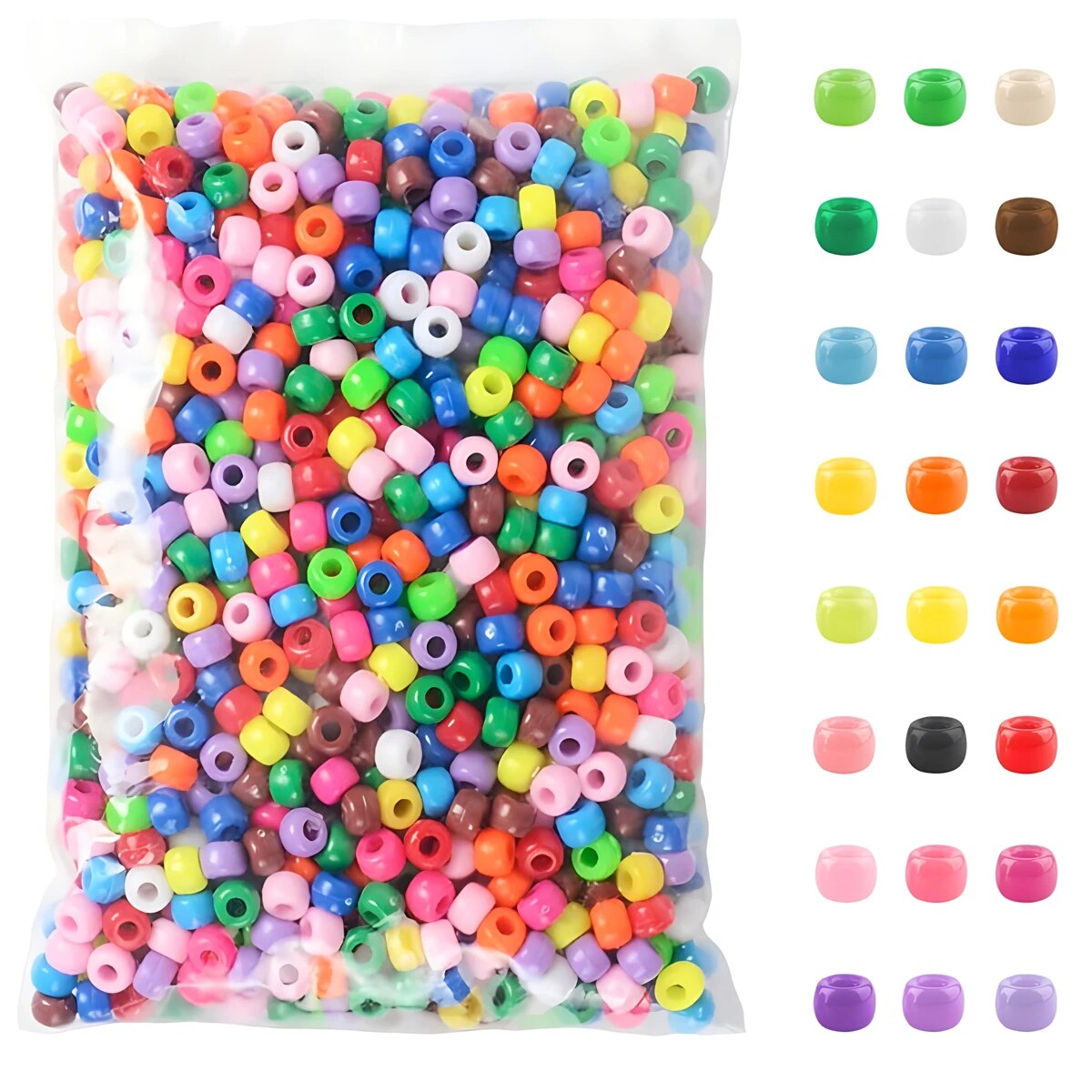 Jewelry Making Business - 500 個ポニーキャンディカラフルなプラスチックビーズジュエリー作成 DIY 髪編組、ブレスレットネックレス手芸中小企業