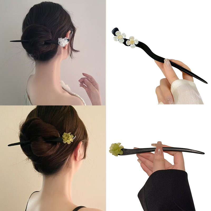 Jewelry Making With Beads - ヴィンテージ中国風の木製花ヘアスティックパールヘアピンジュエリー女性のための気質ヘアアクセサリーウェディングスタイリング gif