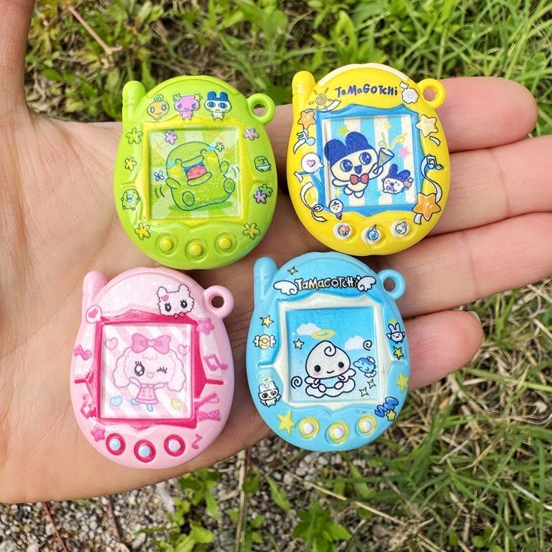 Jewelry Making With Beads - たまごっち両面印刷ビーズDIY素材、焼付塗料漫画アーケードスルーホールビーズ携帯電話キーホルダーペンダント