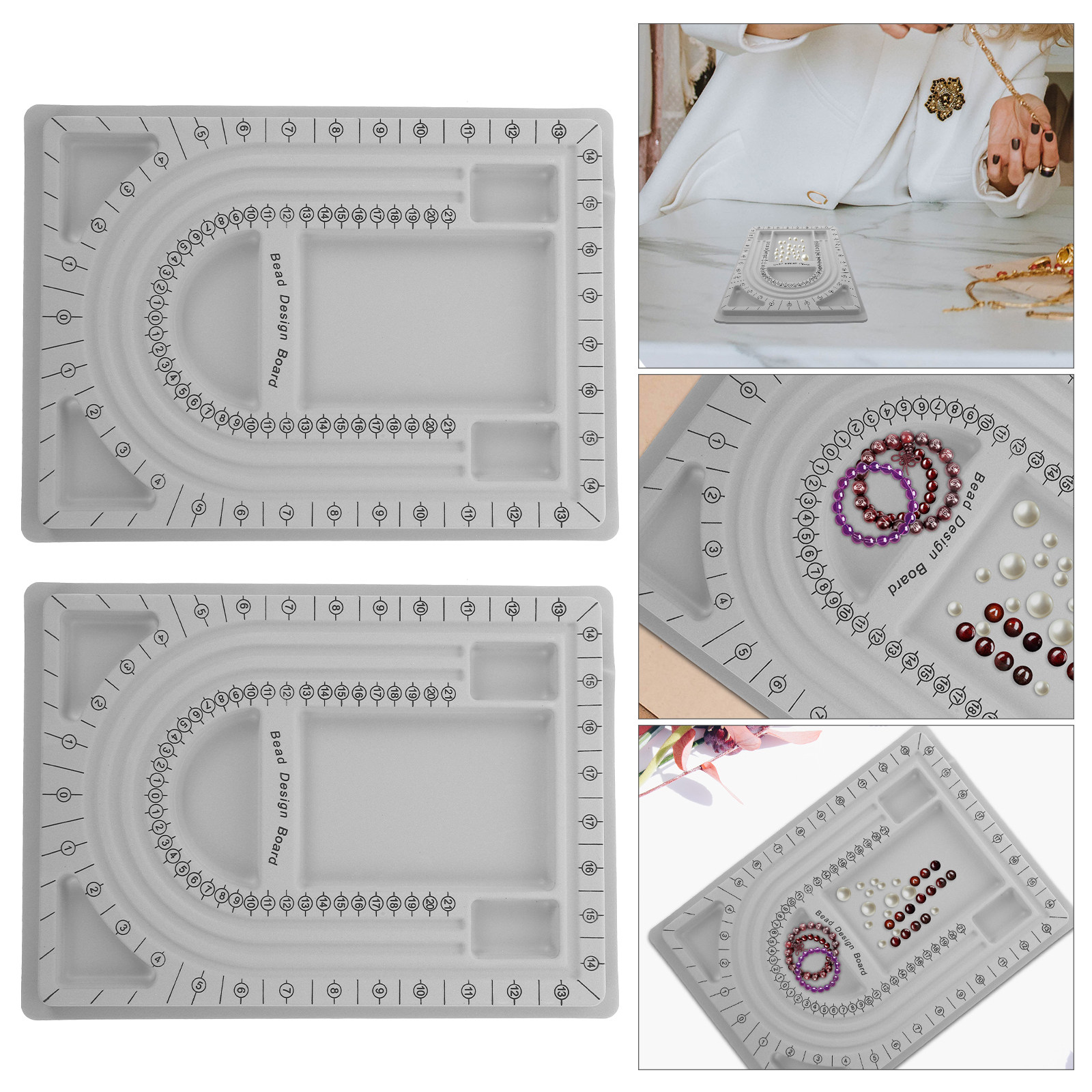 Jewelry Making With Beads - 2 個ビーズデザインボードジュエリー作成トレイネックレスブレスレット DIY ビーズオーガナイザー頑丈なビーズボードビーズアクセサリー