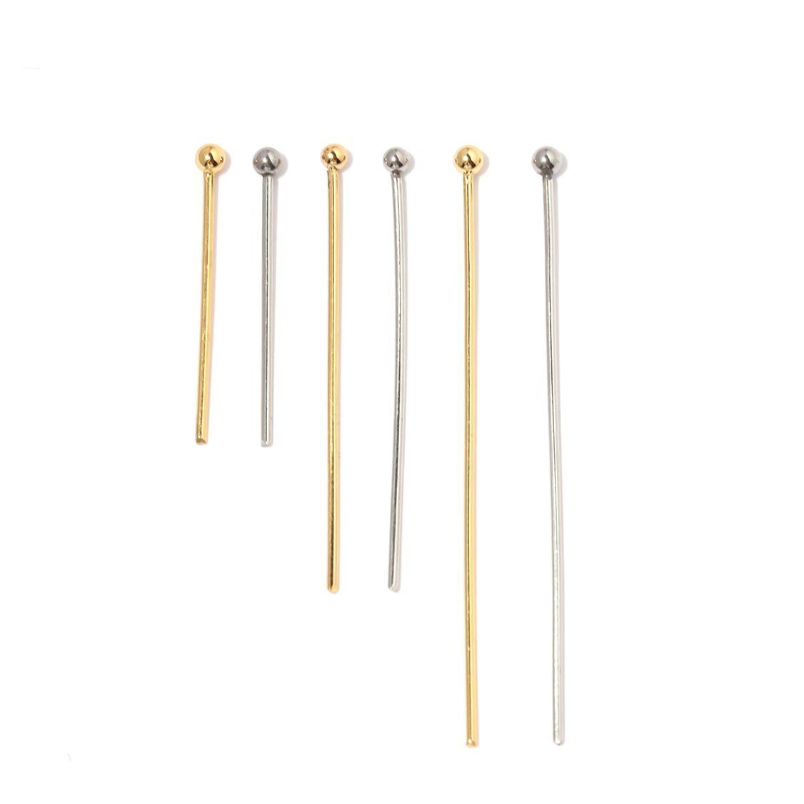 Eyepin Ball End - ステンレス鋼のフラットピン,50個,金メッキ,シルバーカラー,手作りジュエリー,イヤリングアクセサリー,卸売