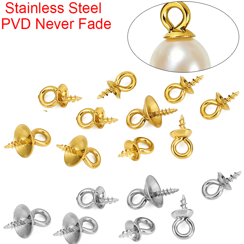 Jewelry Making Pins - 20個入り ステンレス製 パールペンダントフック コネクター アイピン チャーム