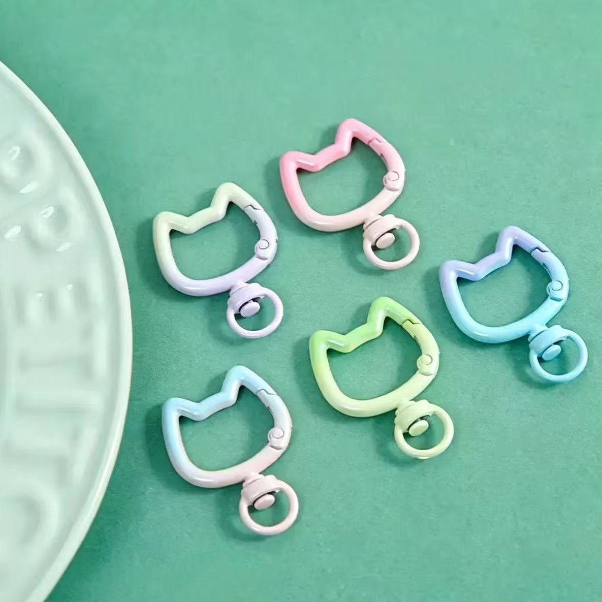Jewelry Making Pins - 5-10 個グラデーションかわいい猫クラスプ開閉可能なコネクタカラビナキーチェーン DIY キーホルダージュエリー作成用品工芸品