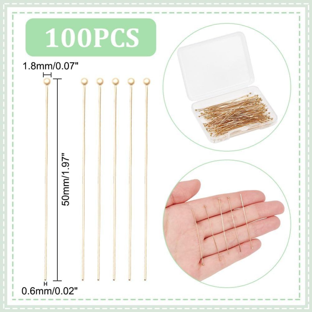 100個入り 本物の24K金メッキ ボールヘッドピン 50m - Eyepin Ball End のレビューと価格