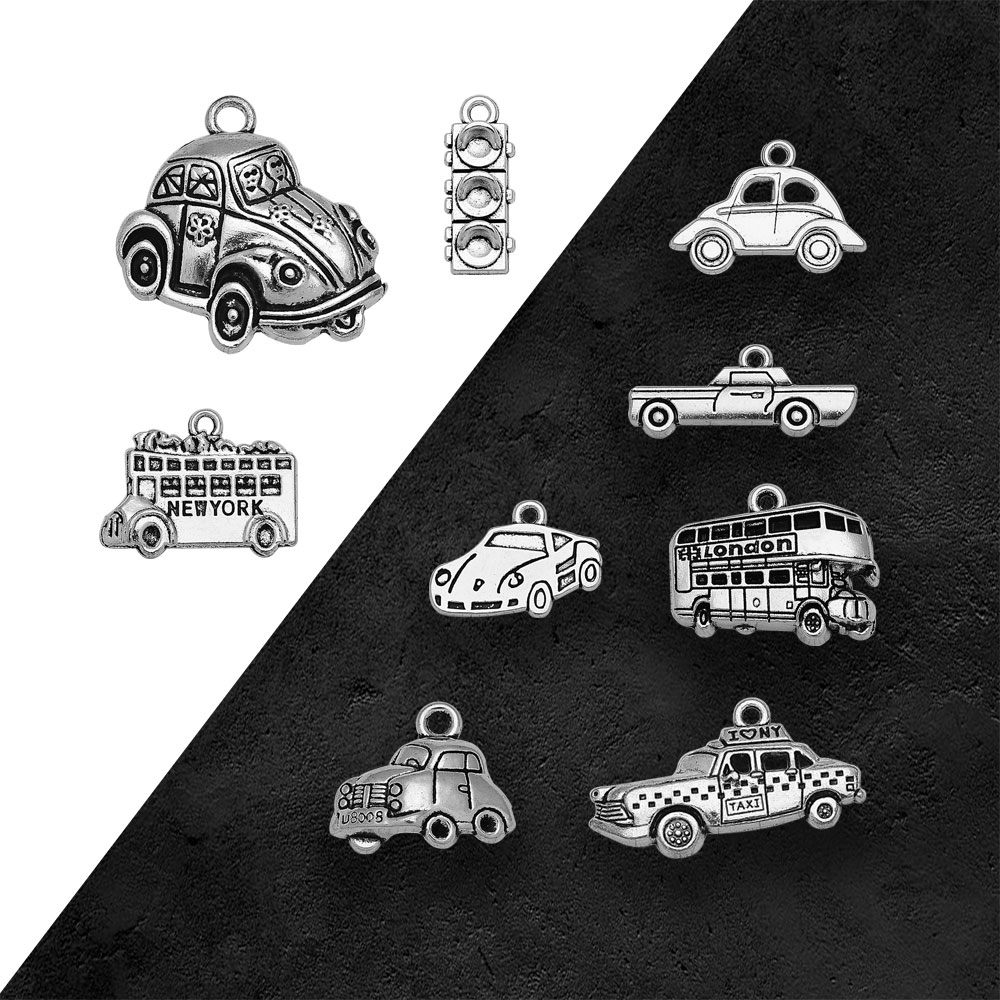 銀メッキの車のきらびやかなチャーム,新しいyorkチャーム, - Jewelry Making In London のレビューと価格