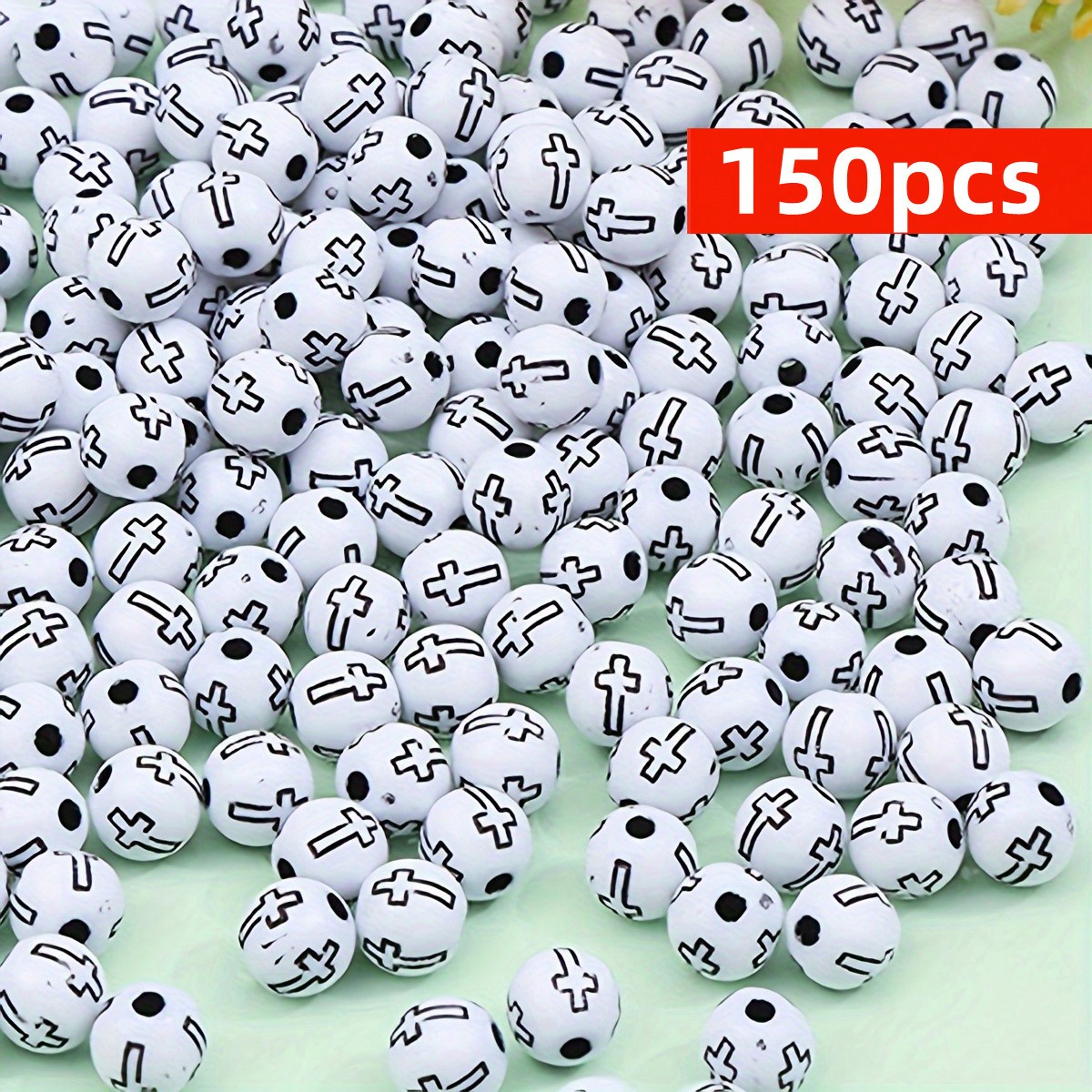 8mm 150個入り 黒と白のクロスビーズ ジュエリー作り用 - Jewelry Making Business のレビューと価格