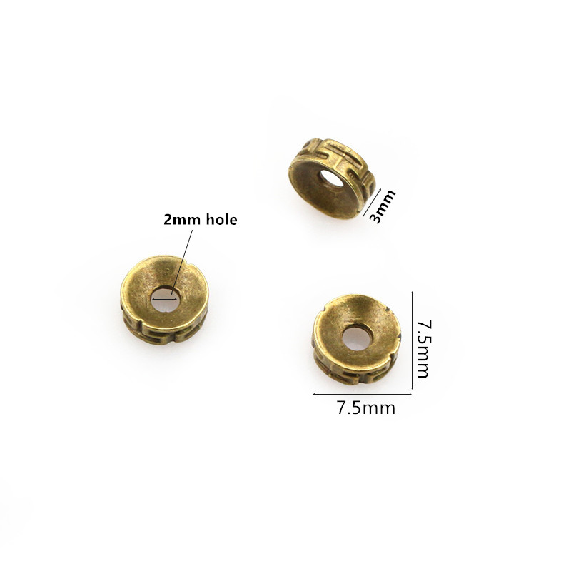 50個7.5x3mmスペーサービーズブロンズゴールドシルバー - Eyepin Ball End のレビューと価格