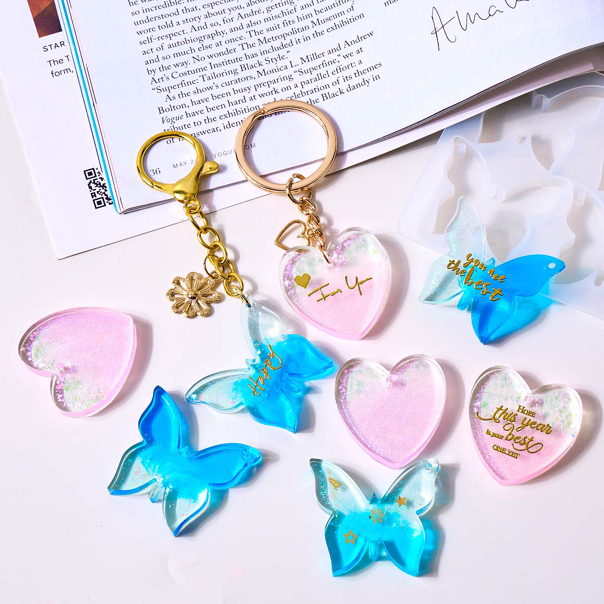 6穴付きイヤリングシリコンモールドDIYハート蝶形エポキシ樹 - Resin Mold Jewelry のレビューと価格