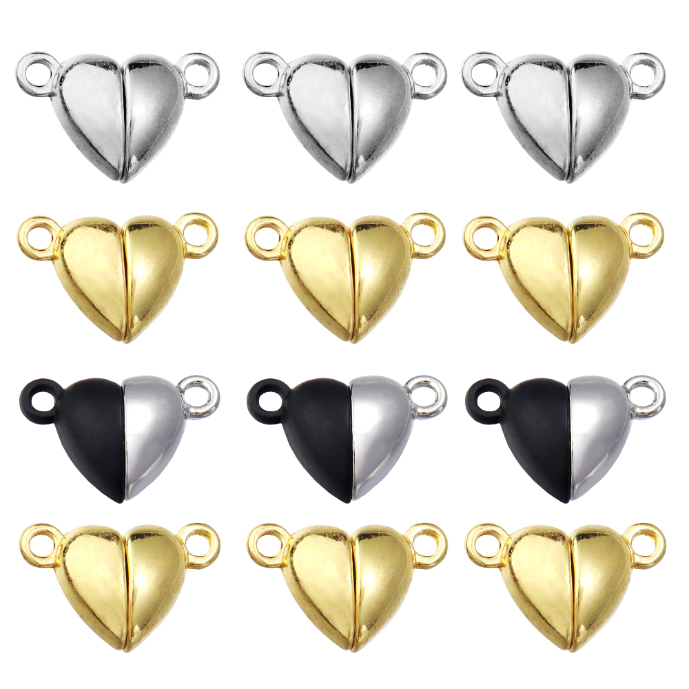 5 ピース/ロット合金ラブハート型磁気クラスプネックレスブレ - Jewelry Making Pins のレビューと価格