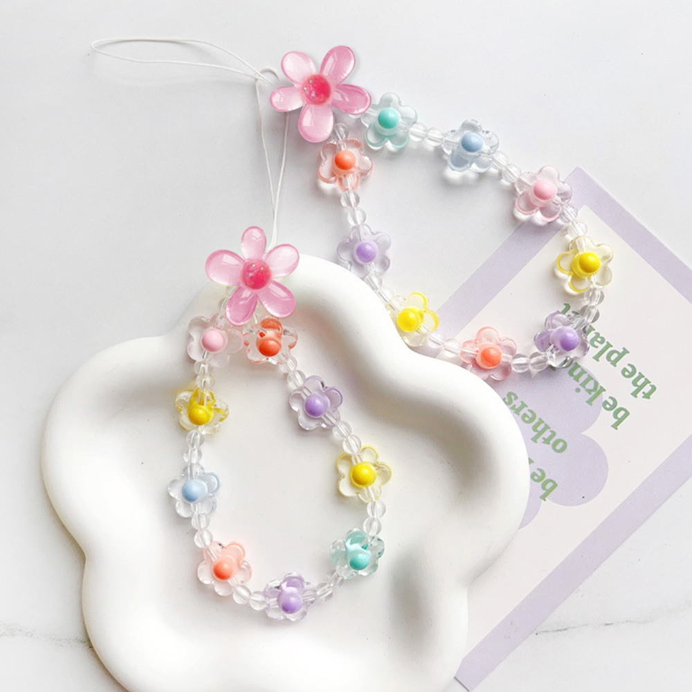 カラフルなひまわりビーズ携帯電話チェーンマカロンフラワービー - Jewelry Making With Beads のレビューと価格