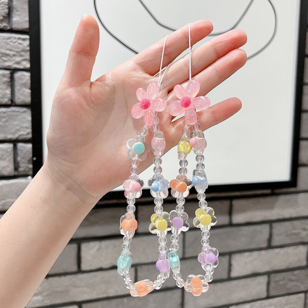 カラフルなひまわりビーズ携帯電話チェーンマカロンフラワービー - Jewelry Making With Beads のレビューと価格