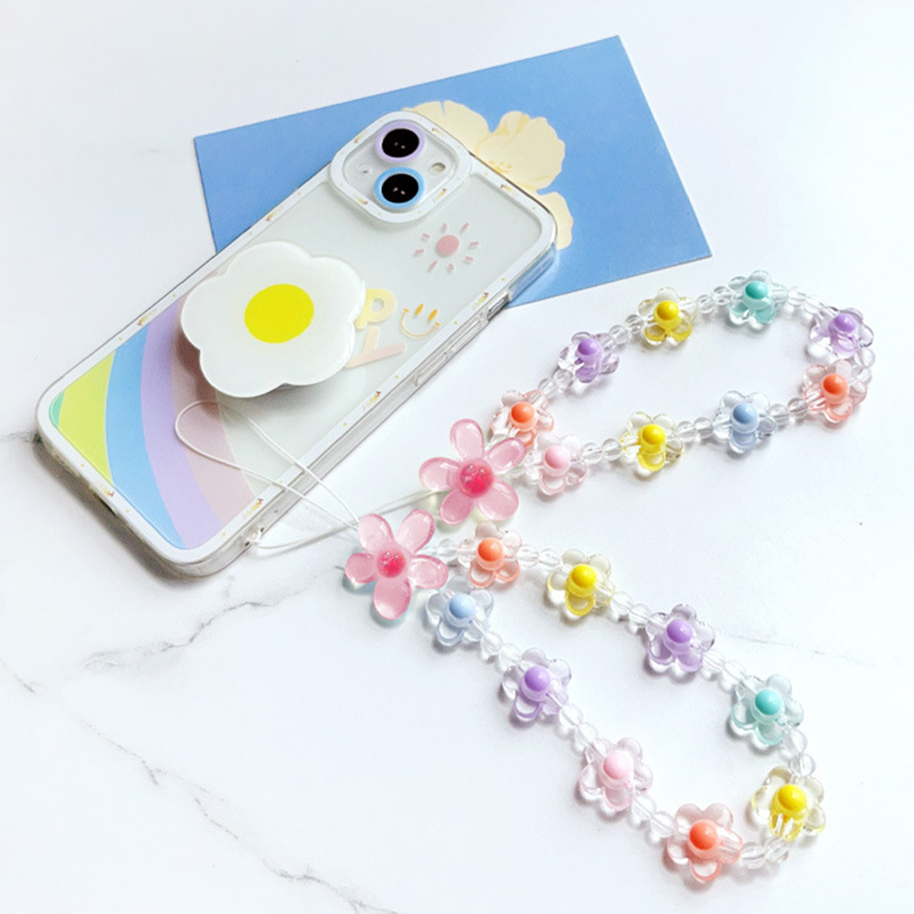 カラフルなひまわりビーズ携帯電話チェーンマカロンフラワービー - Jewelry Making With Beads のレビューと価格