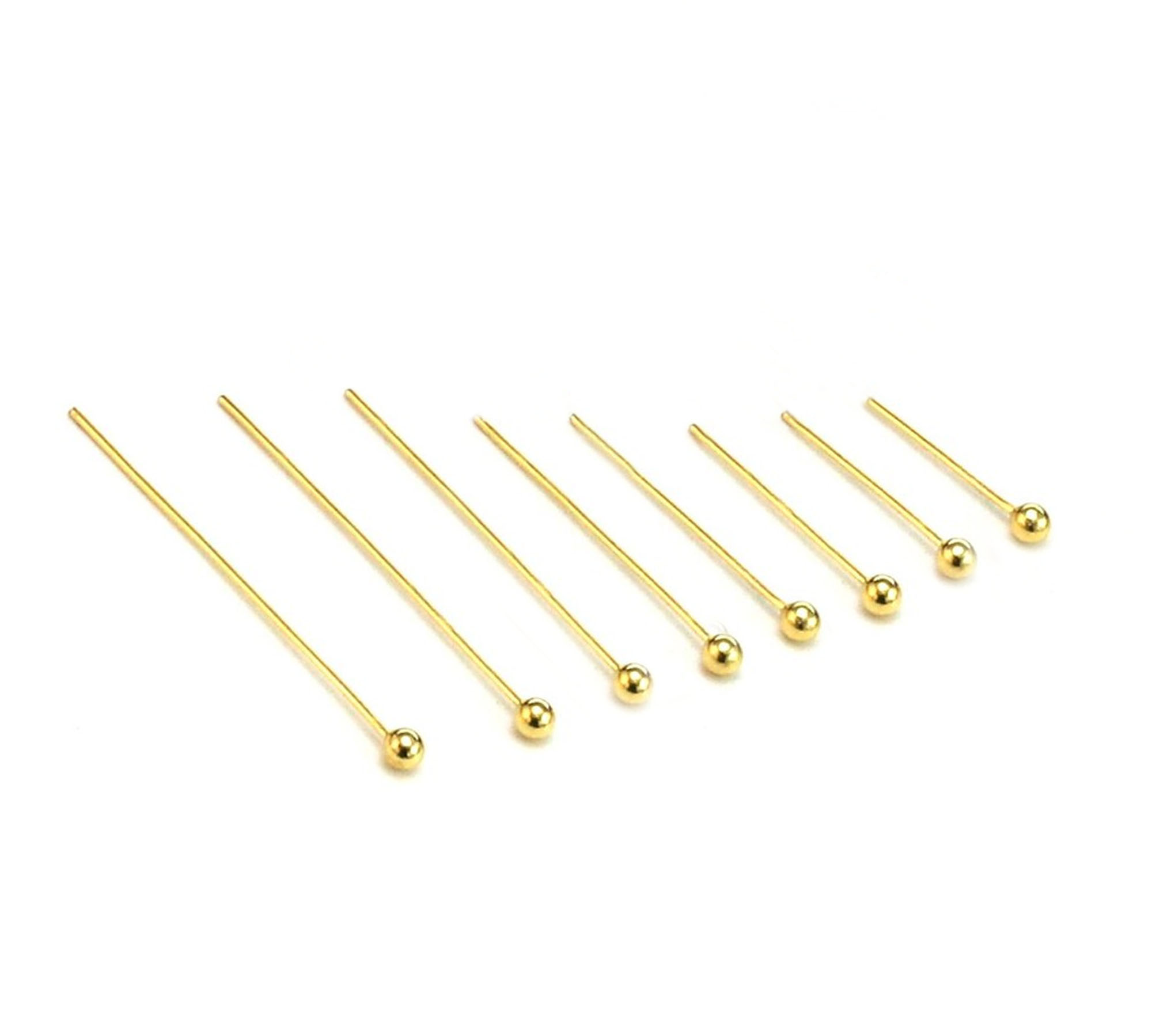 真ちゅう製のアイピン,100個,ボールヘッド,20mm, 2 - Eyepin Ball End のレビューと価格