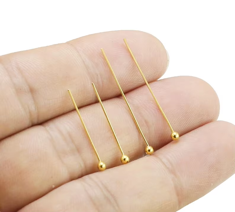真ちゅう製のアイピン,100個,ボールヘッド,20mm, 2 - Eyepin Ball End のレビューと価格