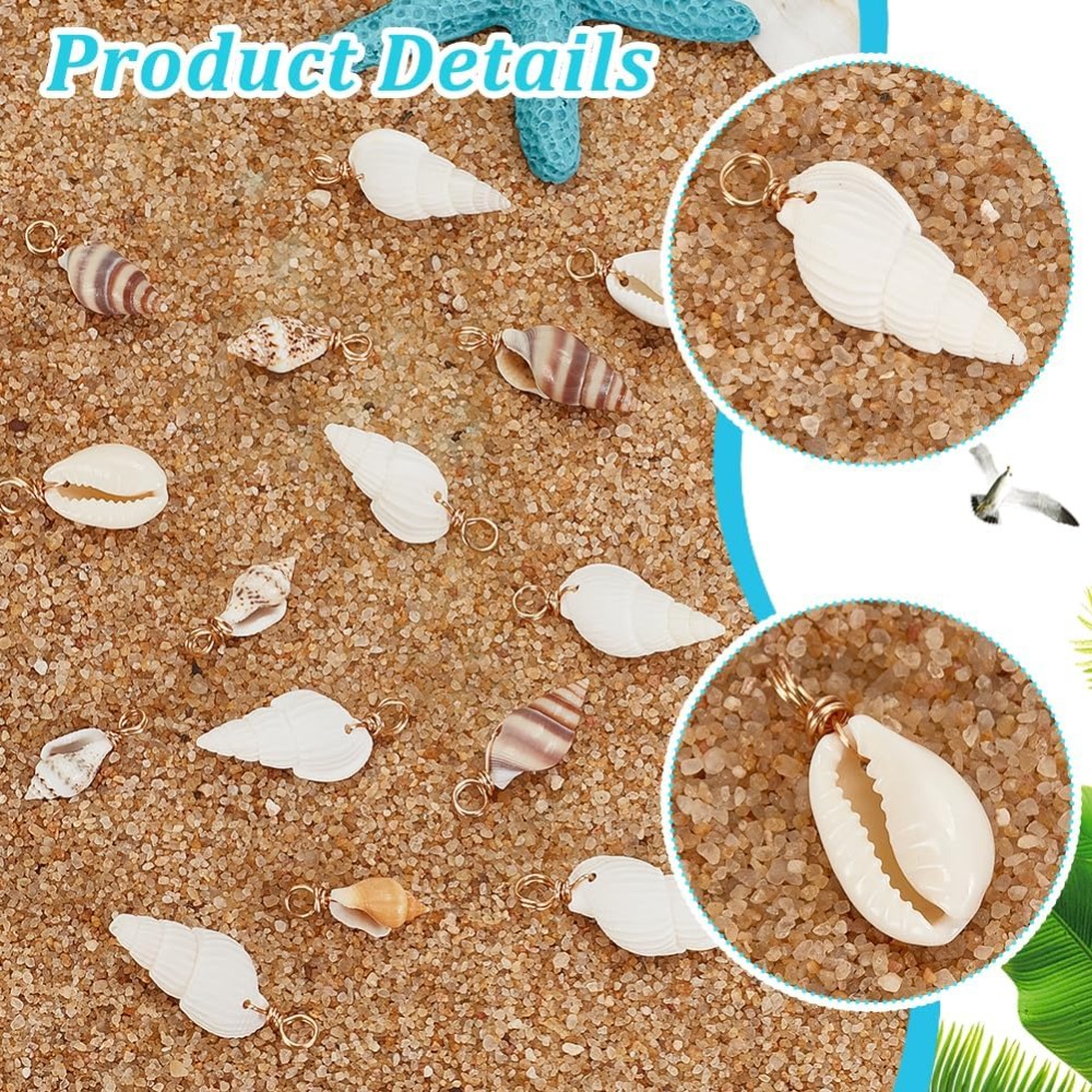 100 個 4 スタイルナチュラルシェルチャームペンダント貝 - Jewelry Making Kit For Beginners のレビューと価格