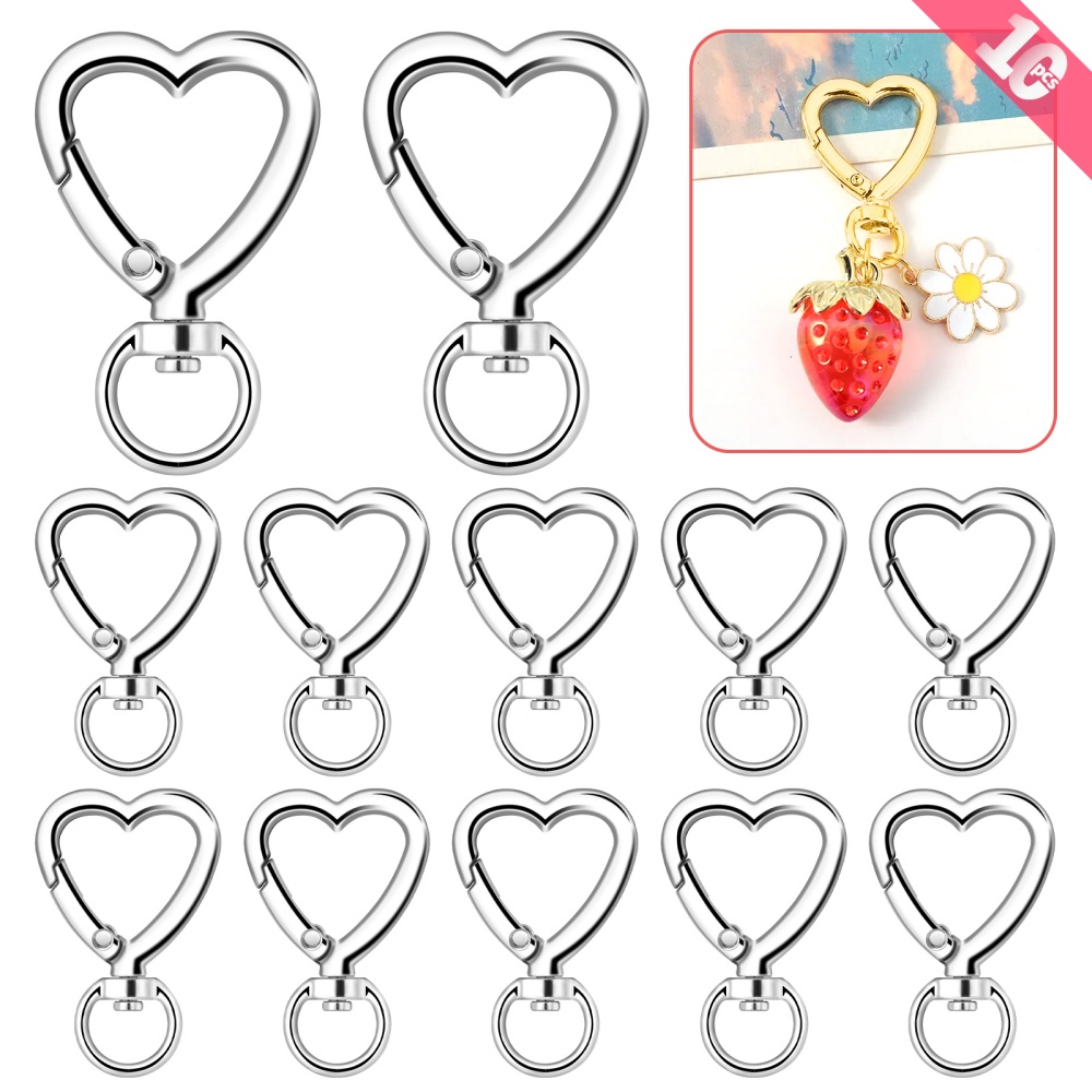 10個入り メタルハートロブスタークラスプ スイベルランヤー - Jewelry Making Kit For Beginners のレビューと価格