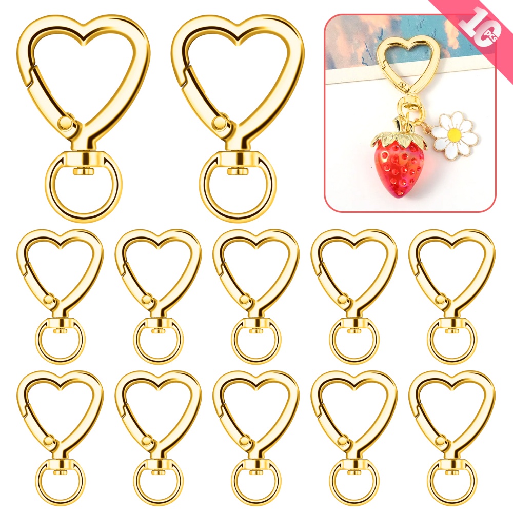 10個入り メタルハートロブスタークラスプ スイベルランヤー - Jewelry Making Kit For Beginners のレビューと価格
