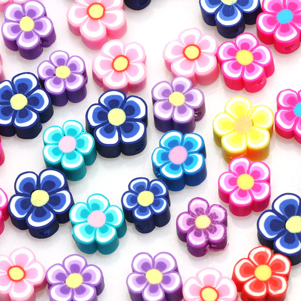 混合花ポリマークレイビーズ、DIYブレスレットネックレス、中 - Jewelry Making Business のレビューと価格