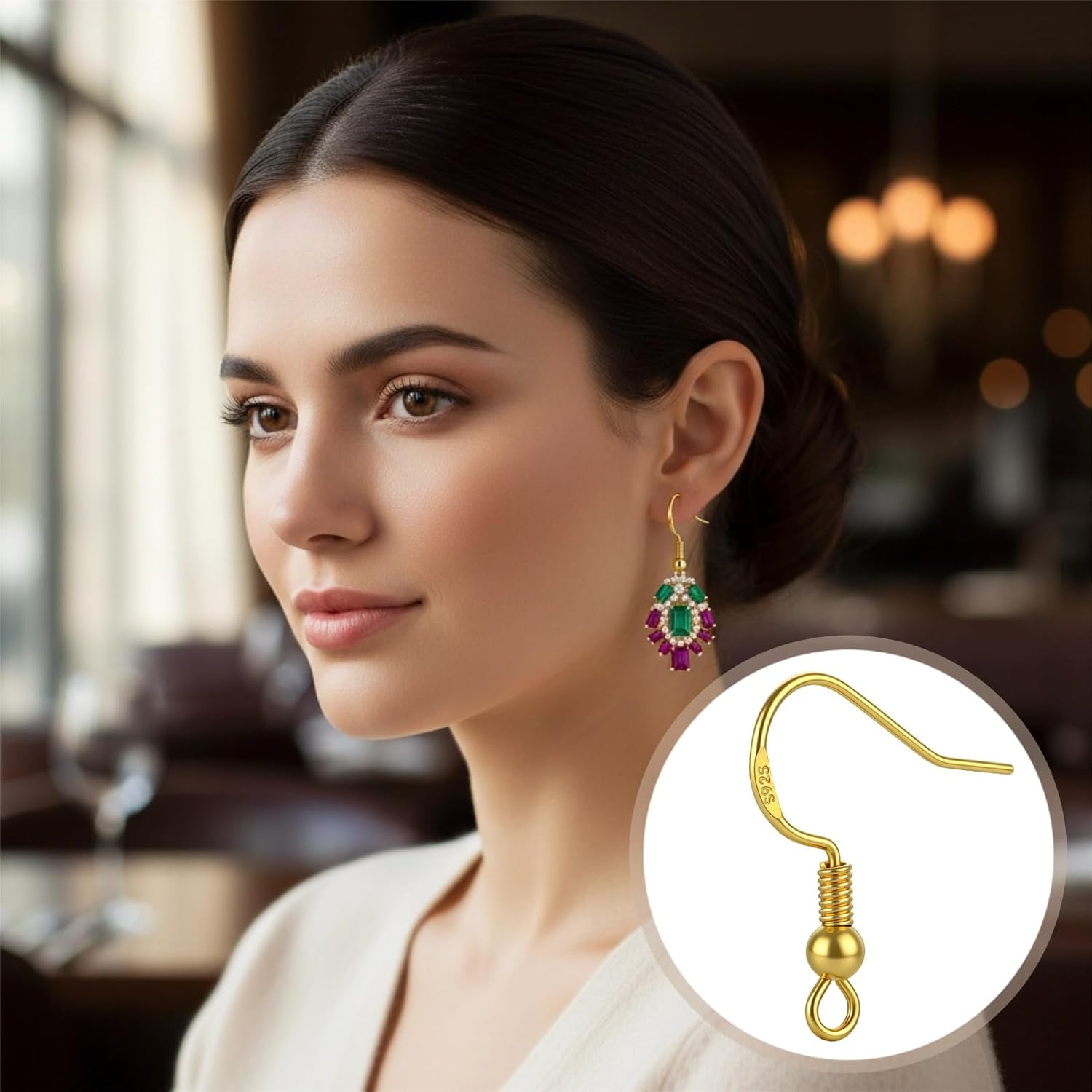 50個入り金メッキ925シルバータグイヤリングフック、ボール - Jewelry Making Gold Wire のレビューと価格