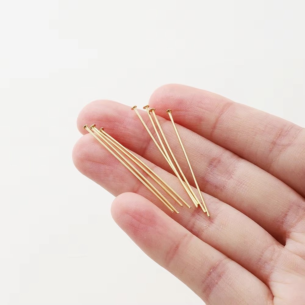 真鍮製ジュエリーピン100個セット、金メッキ、0.6mm細線 - Eyepin Ball End のレビューと価格