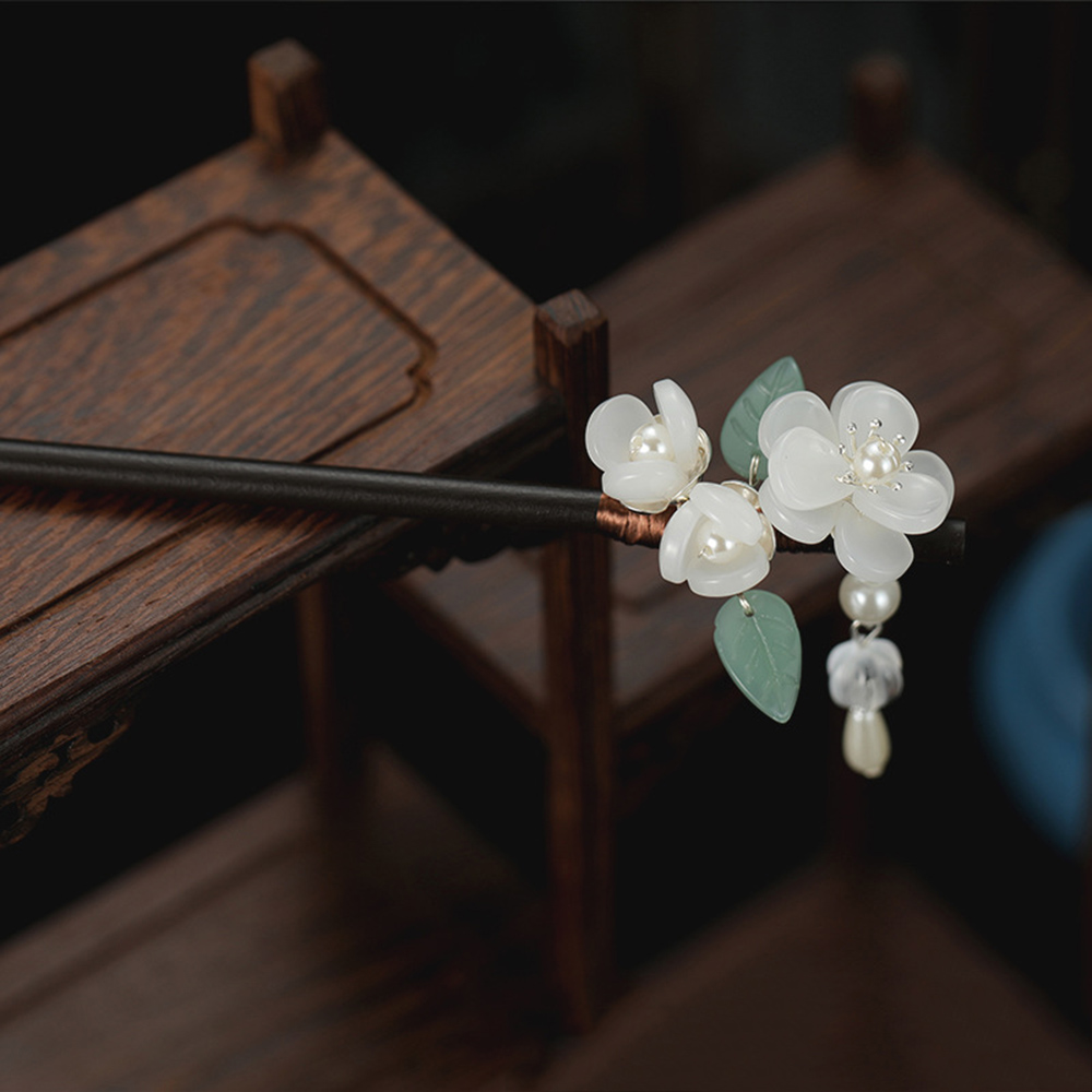 レトロな花のヘアピンパール白檀 Tassek ヘアスティック - Jewelry Making With Beads のレビューと価格