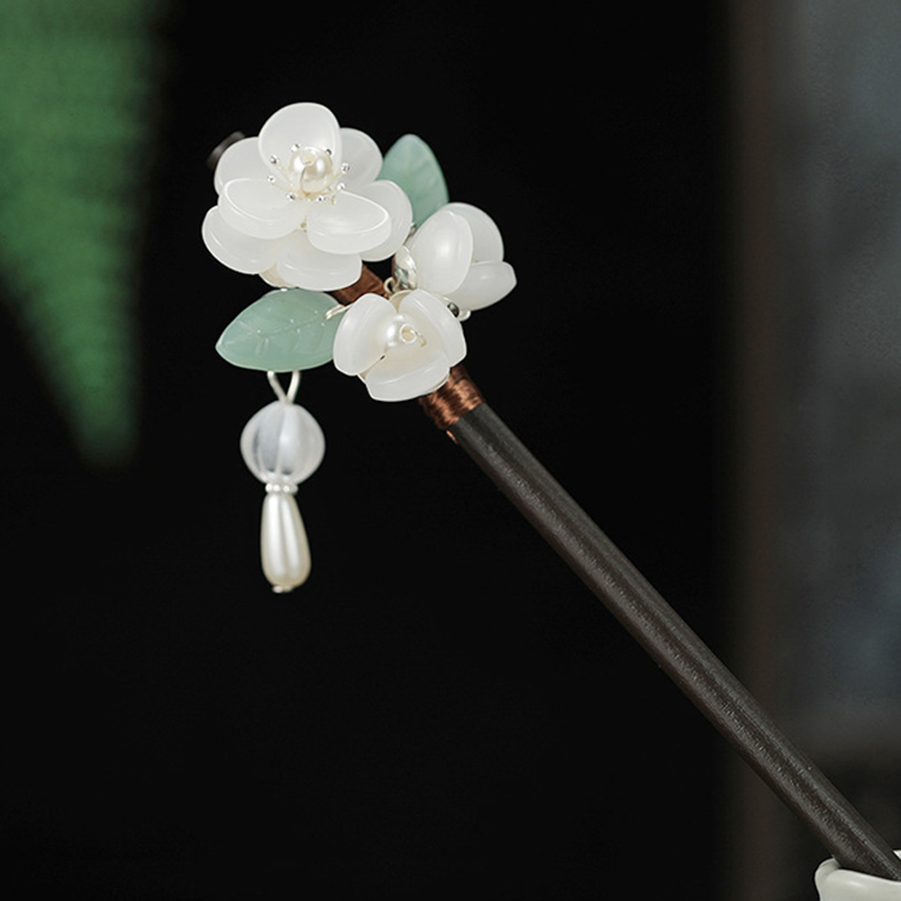 レトロな花のヘアピンパール白檀 Tassek ヘアスティック - Jewelry Making With Beads のレビューと価格